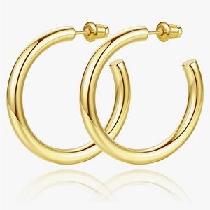 14K Gold Plated Chunky Gold Hoops